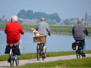 old people riding bycycle