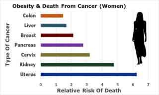chart showing obesity and death from cancer in Women