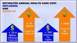 estimated annual health cost influenza and COVID-19